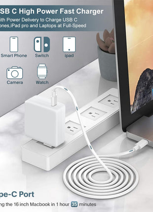 Mac Book Pro Charger - 118W USB C Charger Fast Charger Compatible with MacBook Pro/Air, M1 M2 M3 M4 M5, iPad Pro, Samsung Galaxy, and More USB-C Devices(6.6 ft Cable Included)