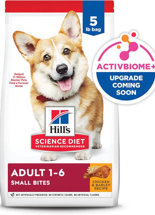 Hill's Science Diet Adult 1-6 Small Bites Dry Dog Food, Chicken & Barley, 5 lb. Bag