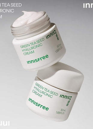 Innisfree Green Tea Seed Hyaluron Cream 50ml - Genuine Product Moisturizer Water-rich Oily Skin Dry Skin Combination Skin Dryness Korean Cosmetics