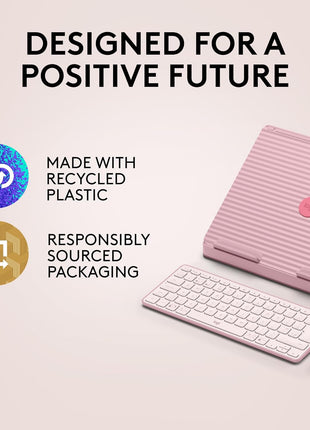 Logitech Casa Pop-Up Desk Work From Home Kit with Laptop Stand, Wireless Keyboard & Touchpad, Bluetooth, USB C Charging, for Laptop/MacBook (10 inch to 17 inch),Windows, macOS, ChromeOS - Bohemian Blush, Pink