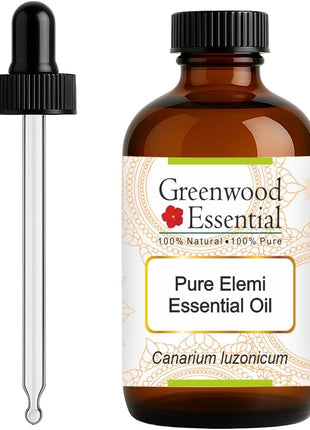 Greenwood Essential Pure Elemi Essential Oil (Canarium luzonicum) with Glass Dropper Steam Distilled 120ml (4 oz)