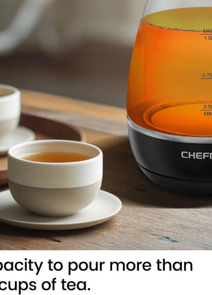 Chefman Electric Kettle with Tea Infuser, 1L 1500W, Removable Lid for Easy Cleaning, Boil Dry Protection, Stainless Steel Filter, BPA Free, Auto Shut Off Hot Water Boiler, Small Electric Tea Kettle