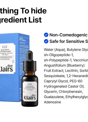 DearKlairs EGF Serum - Blue Youth Activating Drop, 1.69 Fl Oz