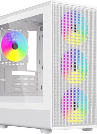 DIYPC ARGB-R1-W White USB3.0 /Type C Micro ATX Gaming Computer Case w/Tempered Glass Panel and 4 x ARGB 120mm Fans (Pre-Installed)