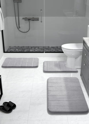 Yimobra Memory Foam Bath Mat, Super Soft Absorbent Bathroom Rug Non Slip, Quick Dry, Machine Washable Floor Carpet for Tub Shower, Home Decor Accessories, 24x17, Grey