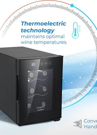 Koblenz EVFK-06 6-Bottle Free Standing Single Zone Fridge and Chiller, Wine | Thermoelectric Wine Cooler with Digital Display and Touch Controls, Black, Wine Bottles, EVFK-06, Great Value, For Gifts