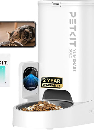 PETKIT Automatic Cat Feeder with Camera, 1080P HD Video with Night Vision, 2.4G WiFi Pet Feeder for Cat & Small Dog, 2-Way Audio & Meal Call Pet Food Dispenser with Desiccant Bag, Motion Capturing