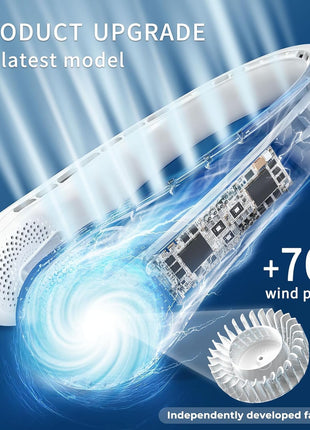 FrSara Neck Fan, Portable Personal Fan Strong Wind, 4000mAh, 360° Cooling | Air Volume, No Hair Twisting, Air Volume On 2 Sides, Non-Slip, Quick Charge, Long Use Time, Birthday Gift for Women, Dad, Men