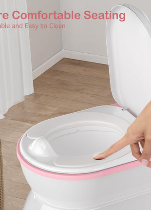 CheerTry Toddler Potty Training Toilet, Larger Potty Chair, Detachable Seat | Suitable for Boys & Girls Ages 1-3, with Flushing Sound, Wipes Storage, Toilet Lid & Toilet Paper Holder - Pink