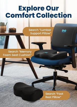 Everlasting Comfort Lumbar Support Pillow for Office Chair - Memory Foam Back Cushion for Car Seat - Promotes Better Posture, Back Pain Relief - Ideal Gaming and Desk Chairs Work and Home Essentials