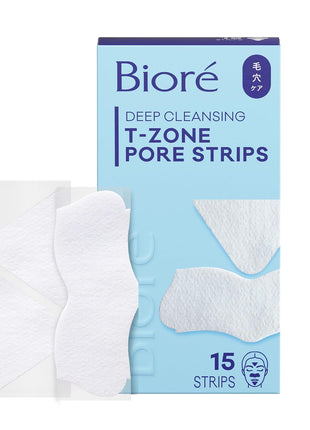 Biore T-Zone Blackhead Remover Strips, Deep Cleansing Pore Strips, 15 ct | 5 Nose, 5 Face, 5 Chin Strips, Instantly Unclogs Pores, Targets T-Zone Areas, Removes Impurities