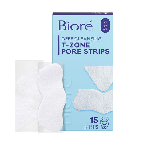 Biore T-Zone Blackhead Remover Strips, Deep Cleansing Pore Strips, 15 ct | 5 Nose, 5 Face, 5 Chin Strips, Instantly Unclogs Pores, Targets T-Zone Areas, Removes Impurities
