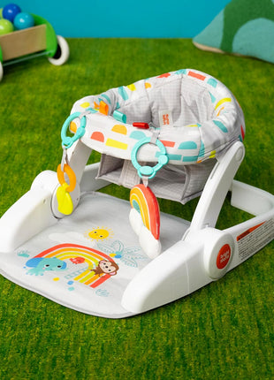 Bright Starts Learn-to-Sit Baby Floor Seat, 2-Positions Grow with Infant, Portable Baby Chair, Includes Sensory Toys, Unisex, 4-12 Months, Playful Paradise