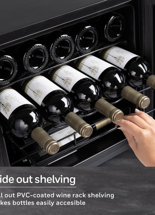 Honeywell 14 Bottle Compressor Wine Cooler Refrigerator, Compact Wine Cellar For Red, White, Champagne or Sparkling Wine, Digital Temperature Control, Glass Door