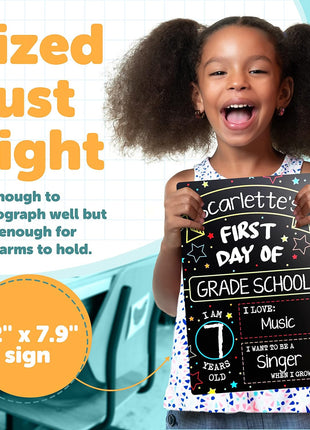 First Day Last Day of School Double Sided Sign (Dry Erase Board for Liquid Chalk Markers - 12 inch x 7.9 inch)
