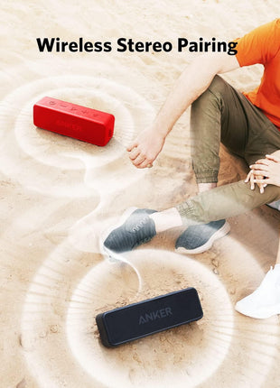 Anker Soundcore 2 Portable Bluetooth Speaker with Stereo Sound, Bluetooth 5, Bassup, IPX7 Waterproof, 24-Hour Playtime, Wireless Stereo Pairing, Speaker for Home, Outdoors, Travel