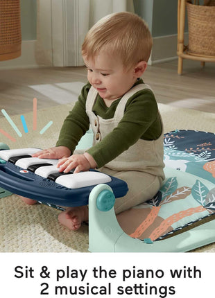 Fisher-Price Baby Playmat Kick & Play Piano Gym with Musical and Sensory Toys for Newborn to Toddler, Navy Fawn