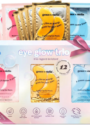Under Eye Mask - Reduce Dark Circles, Puffy Eyes, Undereye Bags, Wrinkles - Gel Under Eye Patches, Vegan Cruelty-Free Self Care by grace and stella (24 Pair Gold)