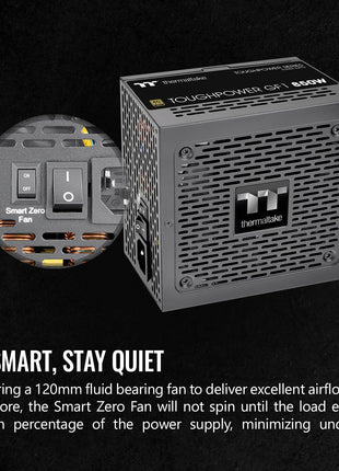 Thermaltake GF1 Fully Modular ATX 850W Power Supply - 80 Plus Gold - Ultra Quiet - Zero RPM, PS-TPD-0850FNFAGU-P