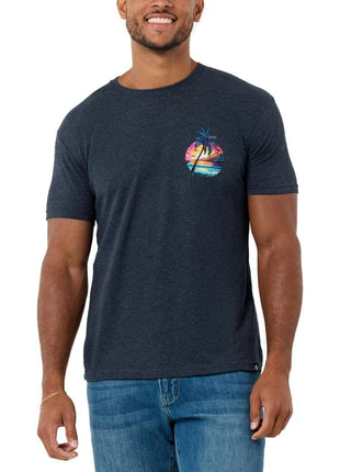INTO THE AM Meta Beach II Graphic Tee for Men - Short Sleeve Design T-Shirts (Black, Large)