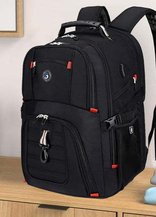 SHRRADOO Extra Large 50L Travel Laptop Backpack with USB Charging Port, College High School Backpack Airline Approved Business Work Bag Fits 17 Inch Computer for Men Women