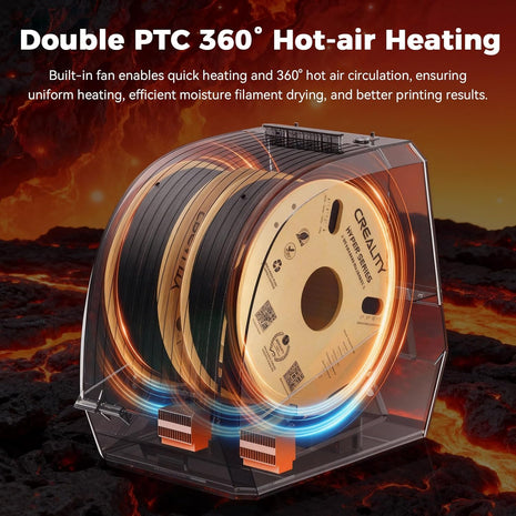 2026 New Official CREALITY Space Pi Filament Dryer Plus, 2 Spools Double 360° 160W PTC Fast Heating 3D Printer Filament Dryer Box, 4''LCD Touch Screen, One-Key Set Filament Drying for PLA PETG ABS TPU