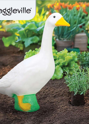Fox Valley Traders Official Gaggleville 23 inch Large White Goose, Plastic Garden Décor, Vibrant and Clean Painted Goose Feet - Indoor or Outdoor Decorative Figurine for Garden, Patio, or Entryway Accent