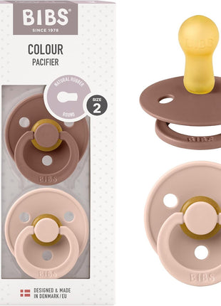BIBS Pacifiers Colour Collection | Natural Rubber Baby Pacifier | Set of 2 BPA-Free Soothers | Made in Denmark | 0+ Months (Pack of 2) | Dusty Blue/Steel Blue