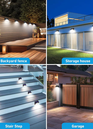 Peasur [6 Packs] Solar Lights Outdoor Motion Sensor Solar Security Lights Waterproof with 3 Lighting Modes Solar Powered Wall Lights Outside for Garden Fence Yard Deck