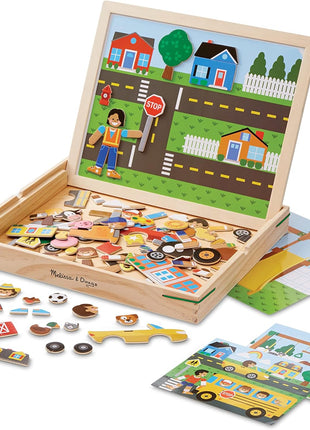 Melissa & Doug Wooden Magnetic Matching Picture Game with 119 Magnets and Scene Cards Magnetic Book Scenes for Kids Ages 3+