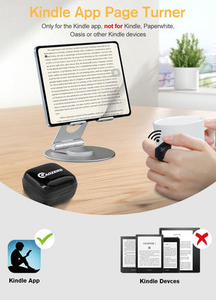 ADZERD Remote Control for TikTok, Page Turner for iPad iPhone, Bluetooth Camera Video Recording Remote, Scrolling Ring for TIK Tok, iPhone, iPad, iOS, Android - Black