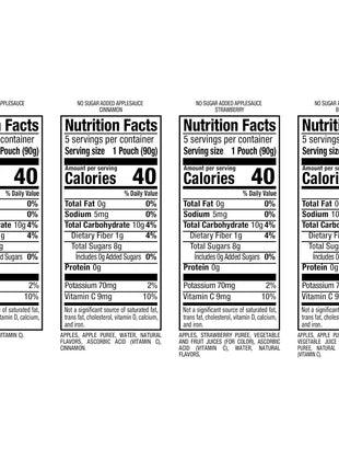 Mott's No Sugar Added Applesauce Variety Pack, 4 Flavors – Apple, Strawberry, Cinnamon & Blueberry, Made from Real Fruit, No Artificial Flavors, 3.2 Clear Pouches, 20 Pack