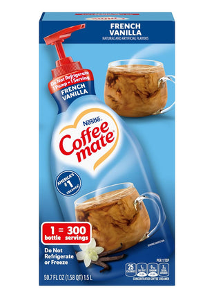 Nestle Coffee Mate Coffee Creamer, French Vanilla, Concentrated Liquid Pump Bottle, Non Dairy, No Refrigeration, 50.7 oz