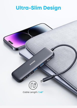 Anker USB C Hub, 5-in-1 USBC to HDMI Splitter with 4K Display, 1 x Powered USB-C 5Gbps & 2×Powered USB-A 3.0 5Gbps Data Ports for MacBook Pro, MacBook Air, Dell and More