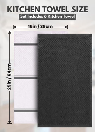 Infinitee xclusives 100% Cotton Kitchen Towels   15x25 Inch Ultra Soft Tea Towel, Super Absorbent Terry Dish Towels for Kitchen Linens |Grey|
