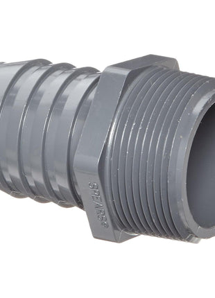 Spears 1436 Series PVC Tube Fitting, Adapter, Schedule 40, Gray, 1-1/2 inch Barbed x NPT Male