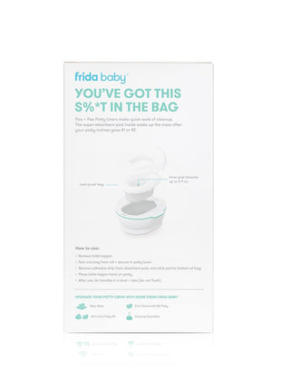 Frida Baby Poo + Pee Potty Liners, Leak-Proof, Super-Absorbent Liners Potty Bags, Fits Most Potty Chairs for Easy Cleanup, 30 Count