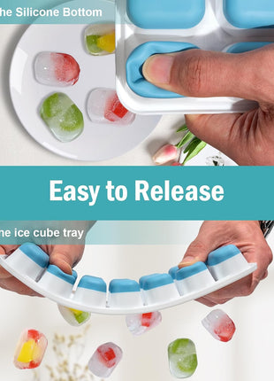 Ice Cube Trays for Freezer   3 Pack 42 Cubes, Easy to Release Silicone Ice Trays with Spill Resistant Lids, Reusable Ice Tray,Stackable and BPA Free, Perfect for Cocktails, Drinks,and Ice Coffee