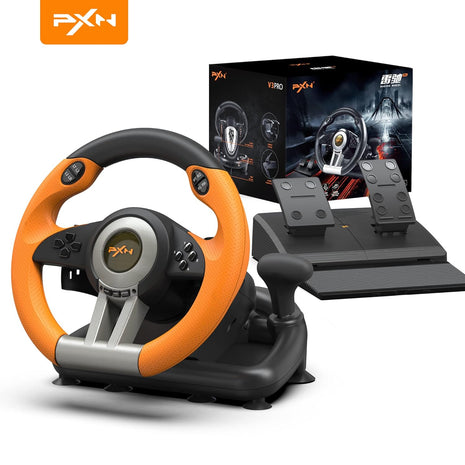 PXN Racing Wheel - Gaming Steering Wheel for PC, V3II 180 Degree Driving Volante Universal Usb Car Racing with Pedal for PC, PS4, PS3,Xbox Series X|S, Xbox One and Switch