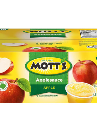 Mott's Applesauce, 4 Oz Cups, 18 Count, No Artificial Flavors, Good Source Of Vitamin C, Nutritious Option For The Whole Family