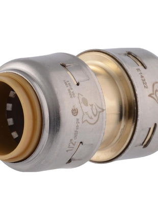 SharkBite Max 1/2 Inch Coupling, Push to Connect Brass Plumbing Fitting, PEX Pipe, Copper, CPVC, PE-RT, HDPE, UR008A