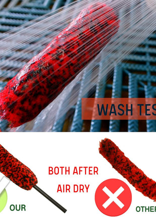 Professional 4 Pack Long Handle Wheel Brush Kit for Cleaning Wheel and Tire- 2X Soft Wheel Cleaning Brush, Detailing Brush and Stiff Tire Brush, Bendable& Durable Wheel Rim Cleaner Brush Set