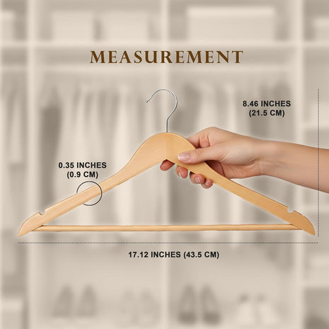 Utopia Home Wooden Hangers 20 Pack – Slim Suit Hangers Natural | 360° rotatable hook | Shoulder grooves | Durable & slim design | Ideal for suits, coats & jackets