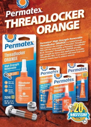 Permatex 25210 High Strength Removable Threadlocker Orange Liquid, 10 ml