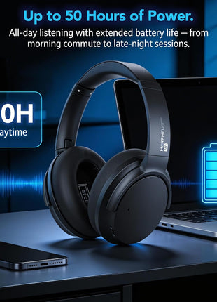 Morpheus 360 Synergy HD Bluetooth Headphones Wireless, Qualcomm aptX HD, CES 2025 Twice Picks Award Creators, Over-Ear Noise Cancelling Headphones, 50Hr Playtime, USB-C, Korean Protein Leather, Black