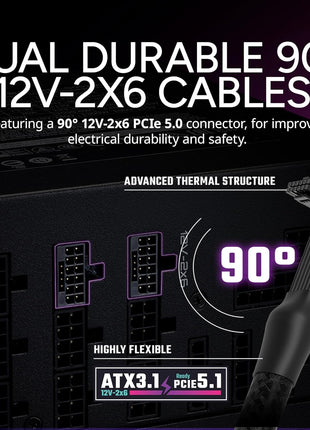 Cooler Master V Platinum 1600 V2 Power Supply, PCIe 5.1 Ready | Certification Cybenetics Platinum & Noise Standard ++, 80 PLUS Platinum, 1600W, ATX 3.1, Dual 12V-2x6 Cable, Fully Modular