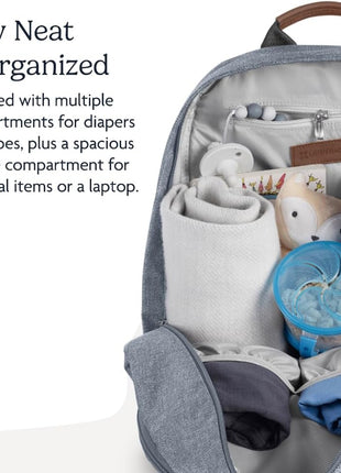 UPPAbaby Changing Backpack / Multiple Storage Compartments / Stroller Strap Attachment / Bottle Insulator and Changing Pad Included / Emmett/Gwen (Green Mélange / Saddle Leather)