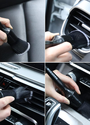 6pcs Car Detailing Brush Set-2pcs Boars Hair Car Detailing Brushes,2pcs Ultra Soft No Scratch Detailing Brush for Air Vent,Leather Seat 2pcs Detail Brushes car Detailing for Interior Exterior