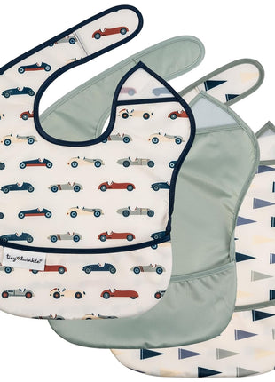 Tiny Twinkle Mess-Proof Baby Bibs for Eating | Waterproof, Wipeable Toddler Bibs with Catch-All Pocket | Feeding Bibs for Girls & Boys(3 Pack,Unicorn)