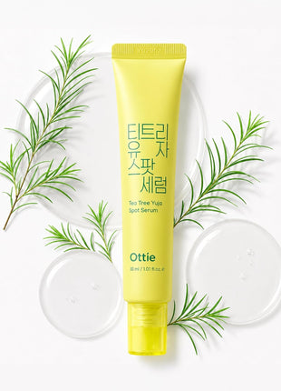 OTTIE Tea Tree Yuja Spot Serum for Face, Korean Acne Spot Treatment Gel for Blemish Prone Skin, Soothing Dark Spot Care, Fast Absorbing Tea Tree Serum, Clear Skin Care 30mL